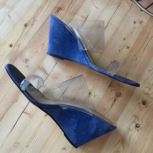 Maryam Nassir Zadeh blue suede wedges